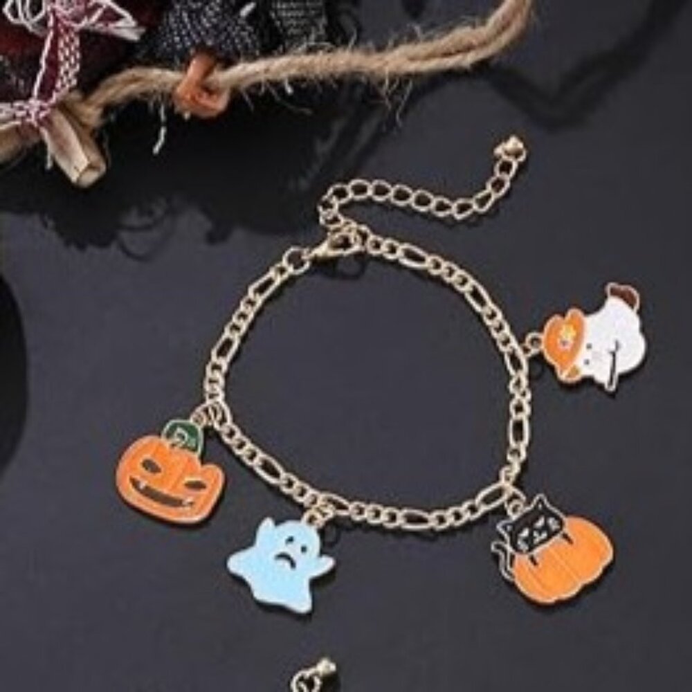 Halloween enamel charm bracelet - adjustable length